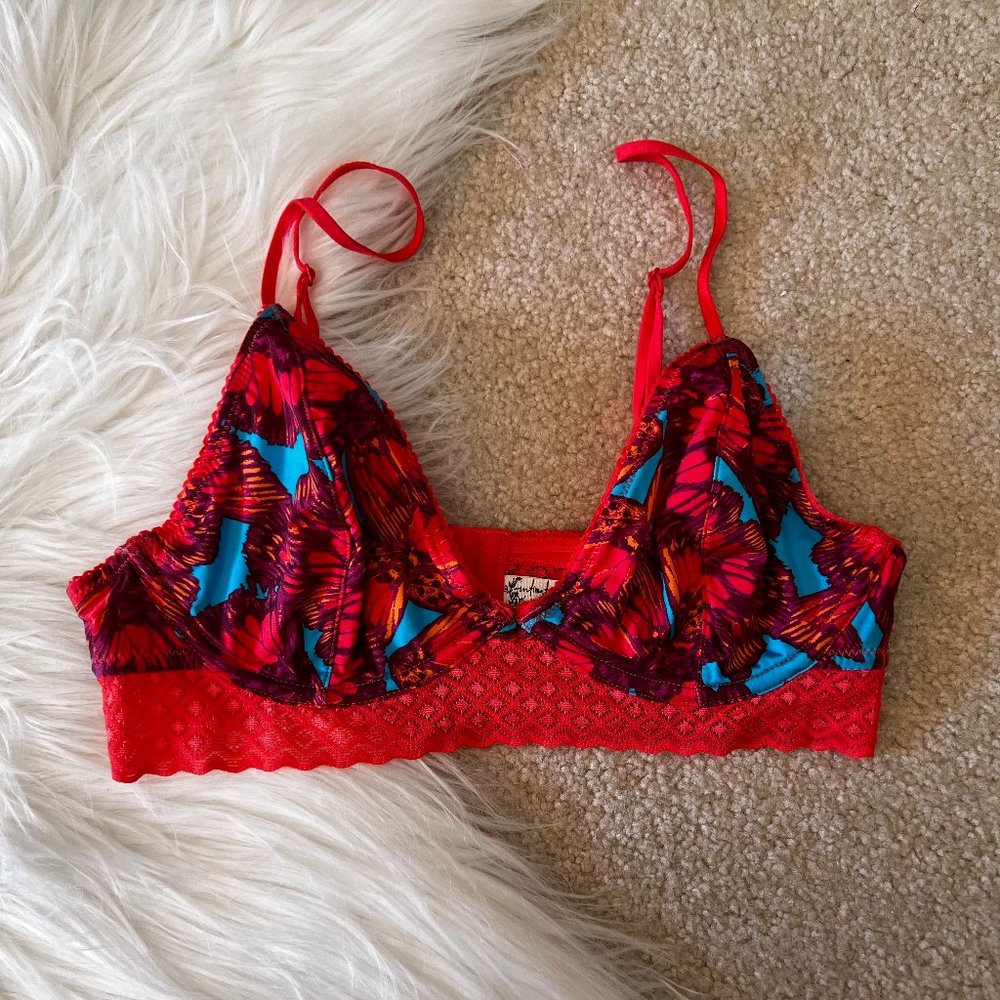 NWOT Free People Butterfly Pattern Angie Underwire Bra 34C